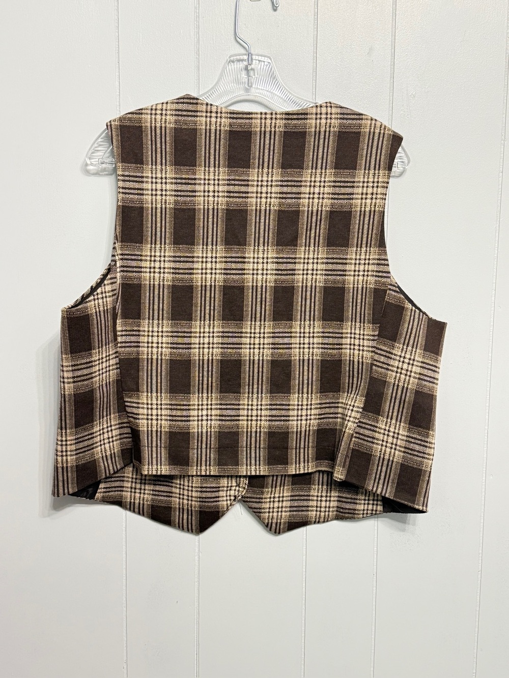 #21) Plaid Brown & Cream Vest - - Picture 2 of 5
